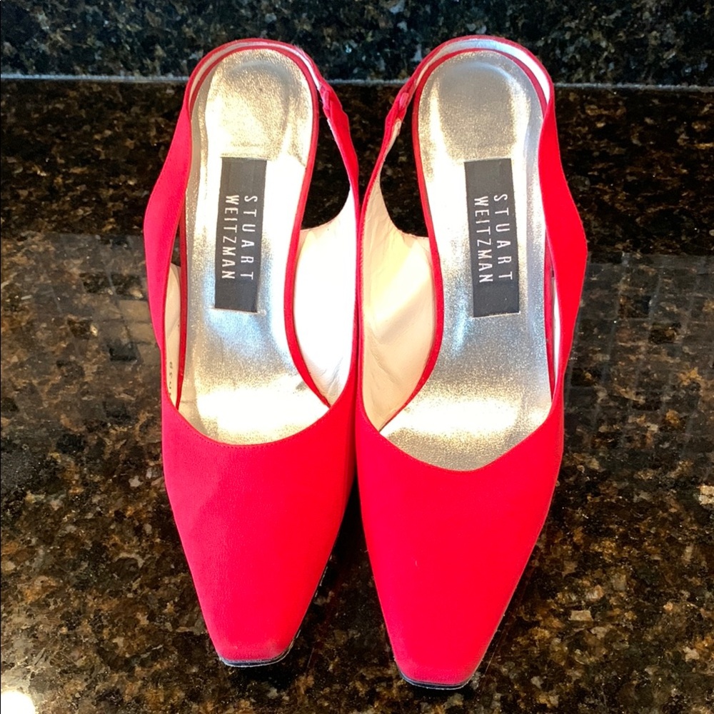 Stuart Weitzman Red Satin Heels